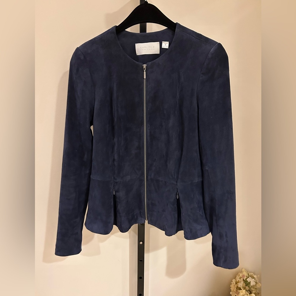 Suede navy fitted Carlisle jacket. Worn once!